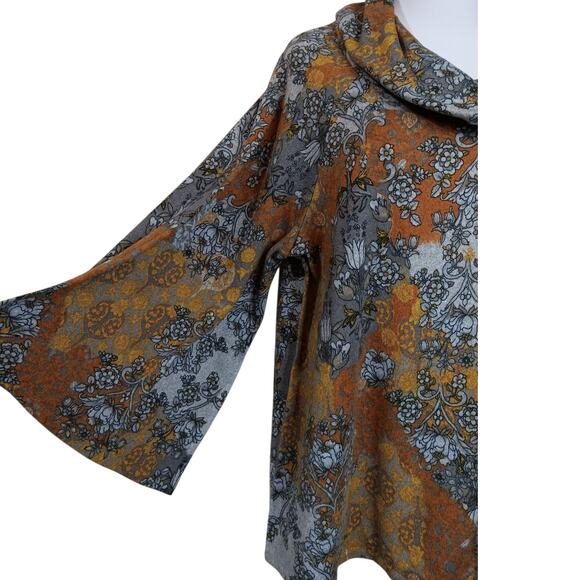 FIG & FLOWER Artsy Cowl Neck Top Blouse Plus 2X SOFT Flare Sleeves Comfort Fall - Picture 3 of 11